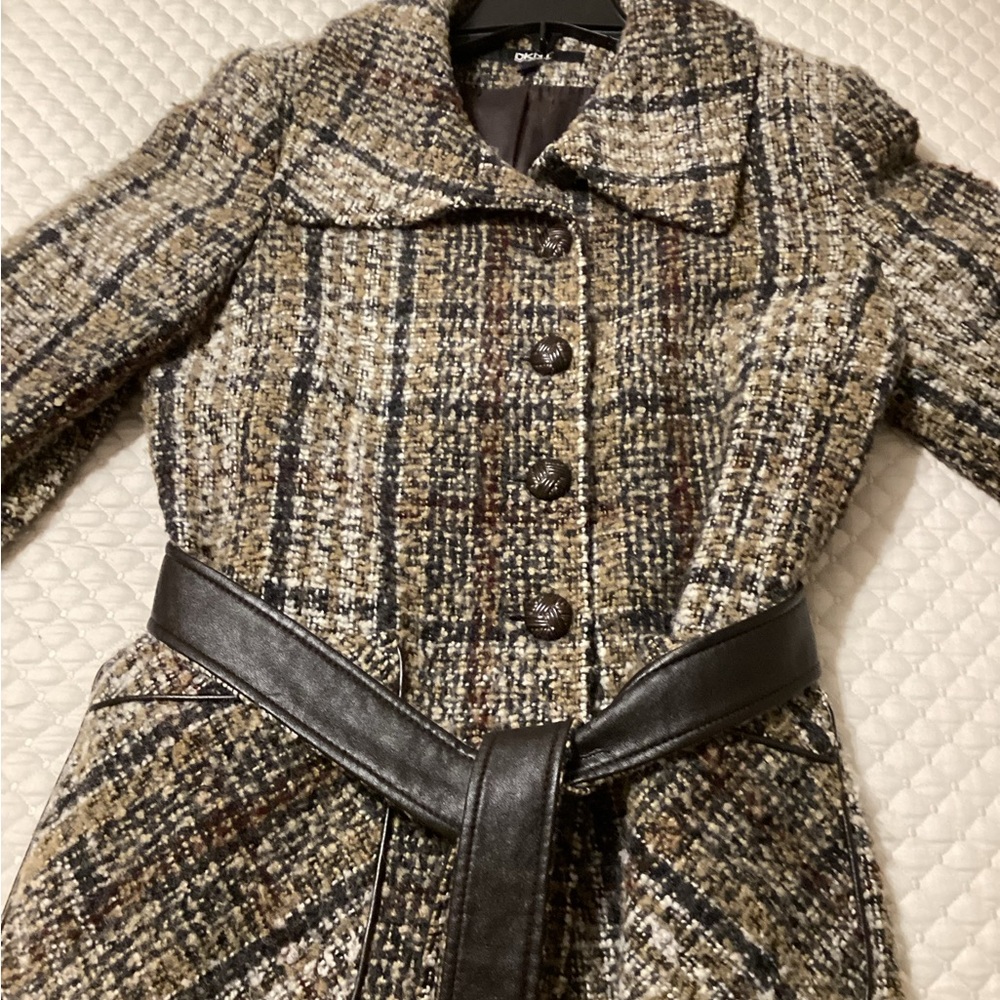 DKNY TWEED PANT COAT.  Materials: Wool/Acrylic.